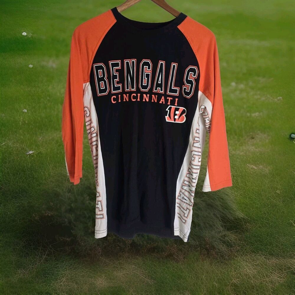 Cincinnati Bengals T-Shirt Adult Medium Hands High 3/4 Sleeve NFL Graphic